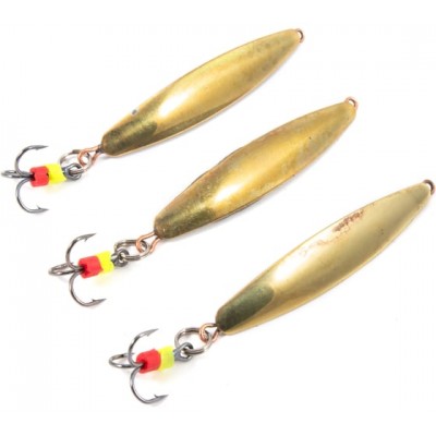Блесна вертикальная Яман Окунёвая с тройником, размер 35 мм, вес 3,5 г,цвет латунь