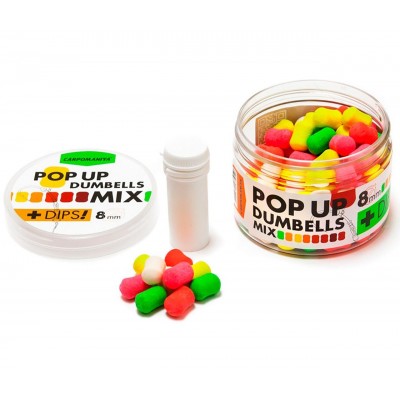 Бойлы плавающие Карпомания Дамбелсы + дип 8 мм  - Pop-up Dumbells + Dips Микс/ Mix