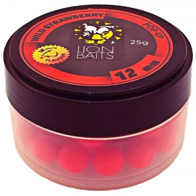 Бойлы плавающие Pop-Up LION BAITS 12 мм Wild Strawberry/Земляника