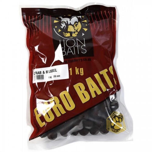Бойлы тонущие LION BAITS серии EURO BAITS 20 мм Crab & Mussel/Краб и Ракушка 1 кг