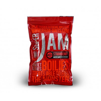 Бойлы тонущие FFEM Super Jam Boilies Strawberry/Клубника 20mm 1 кг 