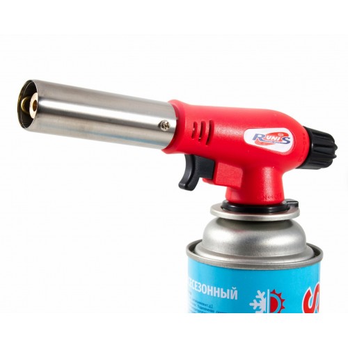 Газовая горелка RUNIS Premium P04, с пьезоподжигом на цанговый баллон, с газогенератором
