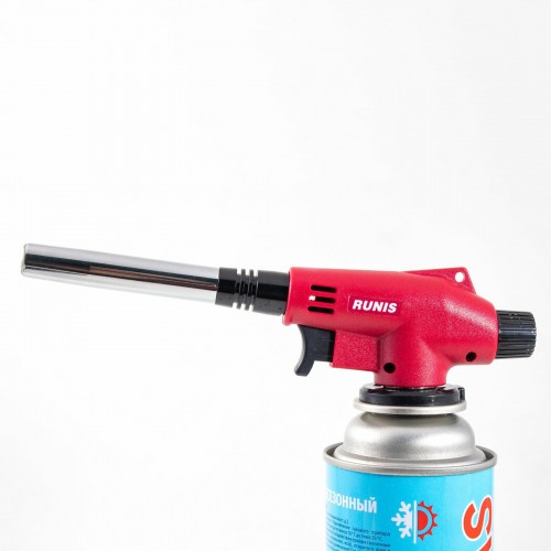 Газовая горелка RUNIS Premium P06, с пьезоподжигом на цанговый баллон