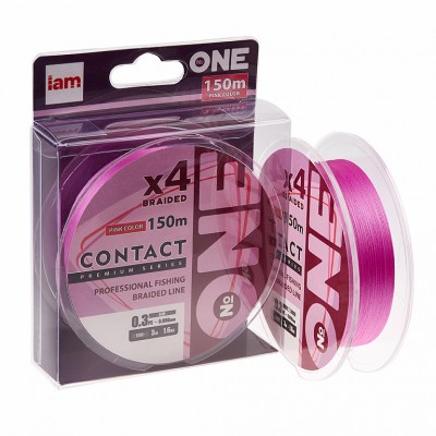 Плетеный шнур IAM №ONE Contact 4Х-150 (pink) 0.3PE/0.090mm 