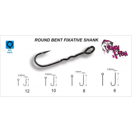 Одинарный крючок Crazy Fish Round Bent Fixative Shank №10 15 шт