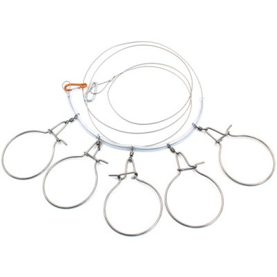 Кукан Namazu металл. трос 3,0 м, d-2 мм, 5 круг. карабинов (уп. PVC чехол)