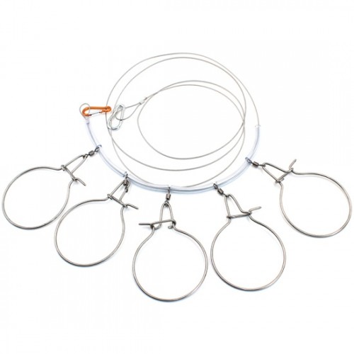 Кукан Namazu металл. трос 3,0 м, d-2 мм, 5 круг. карабинов