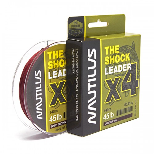 Шнур Nautilus The Shock Leader 18.14кг 40lb Dark brown 140м