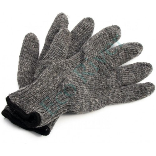Перчатки зимние двойные п-шерсть, цв.серый/черный, размер XL