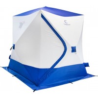 Палатка зимняя куб СЛЕДОПЫТ Long, 2,15х1,8 м, S по полу 3,8 кв.м, 3 слоя, цв. синий/белый