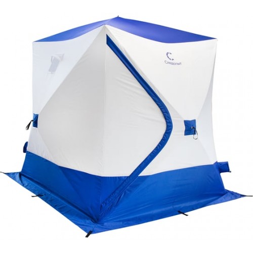Палатка зимняя куб СЛЕДОПЫТ Long, 2,15х1,8 м, S по полу 3,8 кв.м, 3 слоя, цв. синий/белый