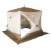 Палатка зимняя куб СЛЕДОПЫТ Premium 2,4х2,4 м, S по полу 5,7  кв.м, 3 слоя, цв. оливковый/белый