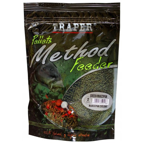 Пеллетс Traper METHOD FEEDER PELLETS Marcepan zielony/Марципан зеленый 2mm 0,5кг