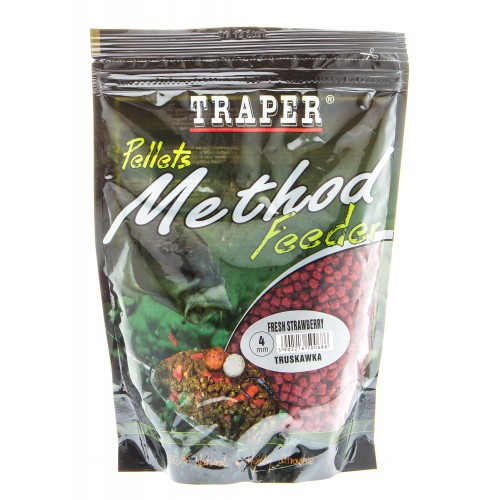 Пеллетс Traper METHOD FEEDER PELLETS Truskawka/Клубника 4mm 0,5кг
