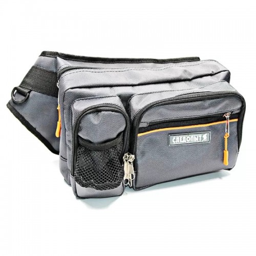 Сумка рыболовная СЛЕДОПЫТ Fishing Hip Bag, 28х21х17 см,  серый