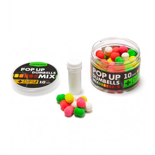 Бойлы плавающие Карпомания Дамбелсы + дип 10 мм  - Pop-up Dumbells + Dips Микс/ Mix