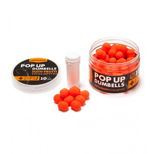 Бойлы плавающие Карпомания Дамбелсы + дип 10 мм  - Pop-up Dumbells + Dips Тутти-фрутти/ Tutti-Frutti