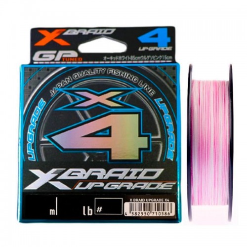 Шнур YGK X-Braid Upgrade X4 150м White Pink #1.0, 0.165мм, 18lb, 8.2кг