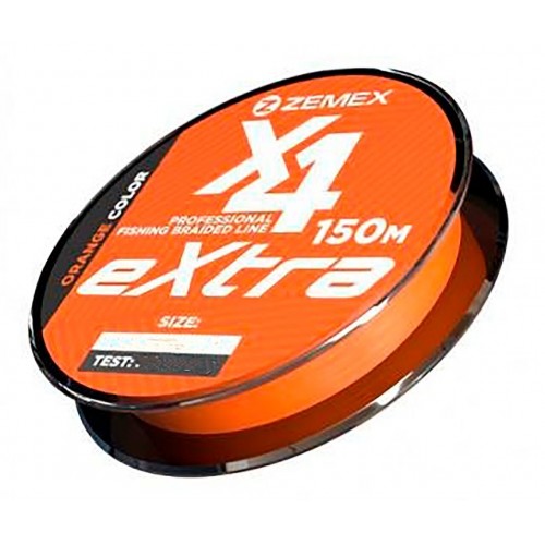 Плетеный шнур ZEMEX EXTRA X4 150 m, # 0.4 PE, d 0.104 mm, orange