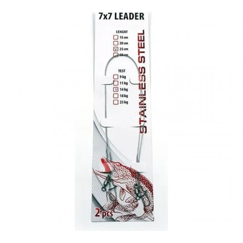 Поводок стальной NAMAZU Leader 7х7, d-0,24 мм, L-25 см, test- 9 кг (уп. 2шт.)