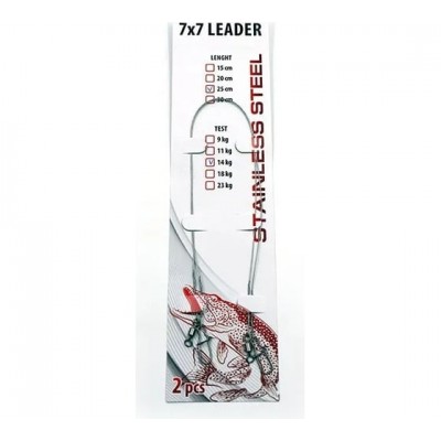 Поводок стальной NAMAZU Leader 7х7, d-0,36 мм, L-25 см, test- 14 кг (уп. 2шт.)