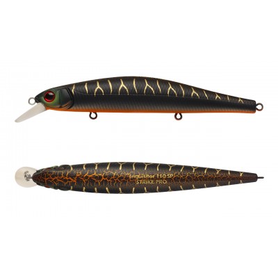 Воблер Минноу Strike Pro Inquisitor 110SP, 110 мм, 16,2 гр, Загл. 0,8м.-1,5м., Нейтральный, цвет: A208S Black Mat Tiger, (EG-193B-SP#A208S)