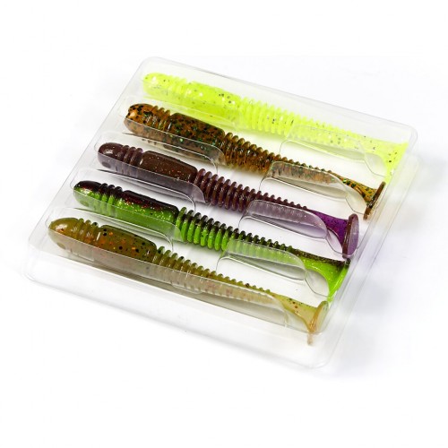 Силиконовая приманка LUCKY JOHN Pro Series TIOGA 3.9" цвет MIX1, 5 шт