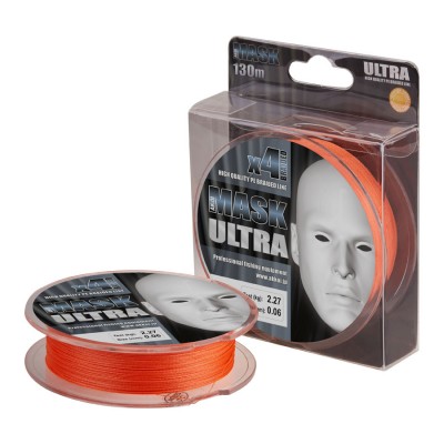 Шнур плетеный Akkoi Mask Ultra X4 130м оранжевый, 0,20мм, 9,07кг