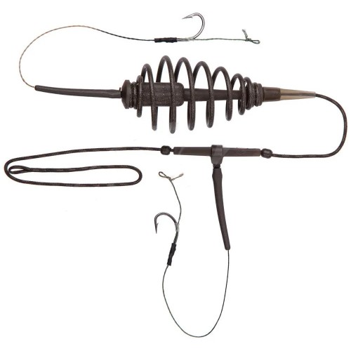 Монтаж Дикий Клёв №15 карповый ПРУЖИНА-бойл, 2 крючка №4 под бойл, 60 гр Пружина