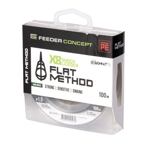 Шок-лидер плетеный Feeder Concept Flat Method х8 SHOCK LEADER Dark Green 100/020