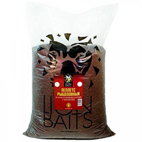 Пеллетс медленно растворимый LION BAITS бордовый (палтус) 2мм 15 кг