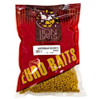 Пеллетс карповый LION BAITS Carp pellets Ананас (желтый) 6мм 1кг