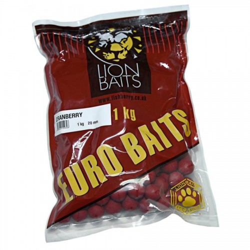 Бойлы тонущие LION BAITS серии EURO BAITS 20 мм Сranberry 1 кг