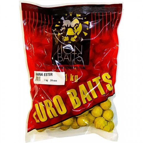Бойлы тонущие LION BAITS серии EURO BAITS 24 мм Banana Ester/Банан 1 кг
