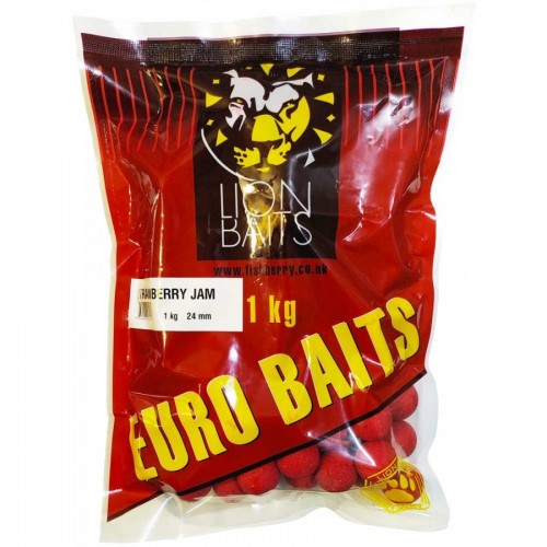 Бойлы тонущие LION BAITS серии EURO BAITS 24 мм Strawberry Jam 1 кг