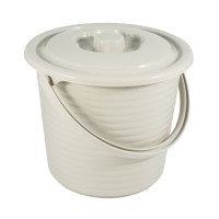 Ведро рифленое RUNIS с крышкой, 7 л, пищевой пластик, цв. серо-бежевый