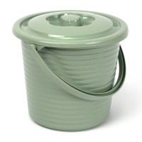 Ведро рифленое RUNIS с крышкой, 15 л, пищевой пластик, цв. зеленый