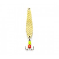 Блесна вертикальная ЯМАН Мерседес с тройником, размер 40 мм, вес 3,5 г, цвет никель/латунь