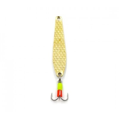 Блесна вертикальная ЯМАН Мерседес с тройником, размер 40 мм, вес 3,5 г, цвет никель/латунь