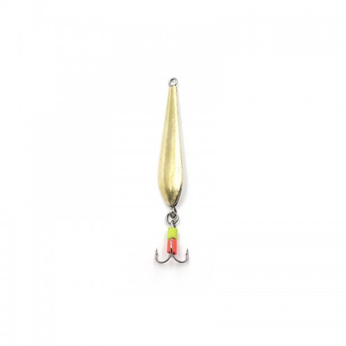 Блесна вертикальная ЯМАН Лыжа с тройником, размер 40 мм, вес 3,2 г, цвет никель/латунь