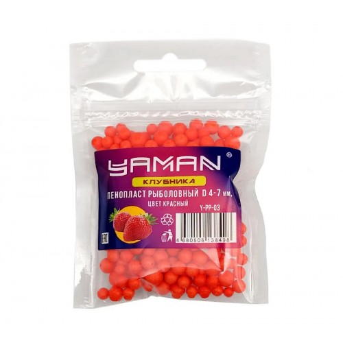 Пенопласт рыболовный Yaman Клубника, d 4-7 мм, цв. красный
