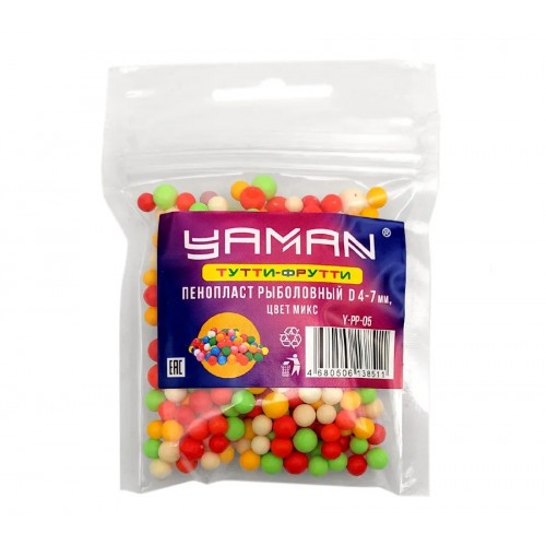 Пенопласт рыболовный Yaman Тутти-фрутти, d 4-7 мм, цв. микс