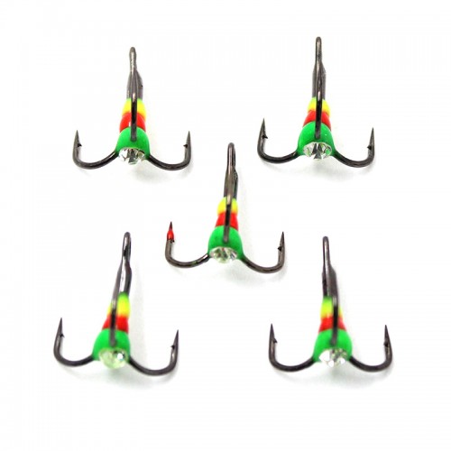 Крючок тройник Namazu с каплей и камнем № 8 цвет GRO