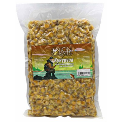 Кукуруза консервированная насадочно-прикормочная LION BAITS в вакууме 1кг