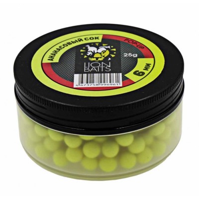 Бойлы плавающие Pop-Up LION BAITS Ананасовый сок 6 мм 25гр