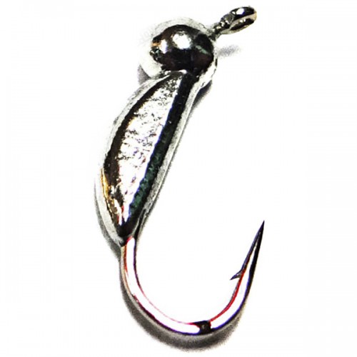 Мормышка вольфрамовая Супер банан+шар 0.3г с ушком, серебро