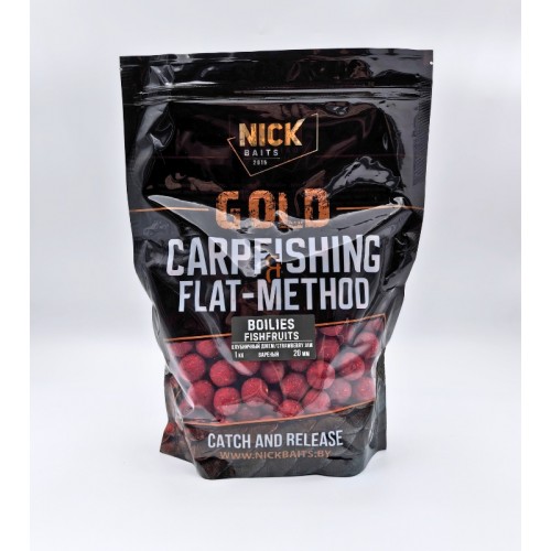 Бойлы прикормочные NICK BAITS GOLD FISHFRUITS (Клубничный джем/Strawberry jam) 20 мм 1 кг