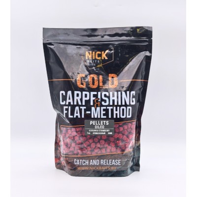 Пеллетс NICK BAITS GOLD OILED промасленный (Клубника/Strawberry), 10 мм, 1 кг