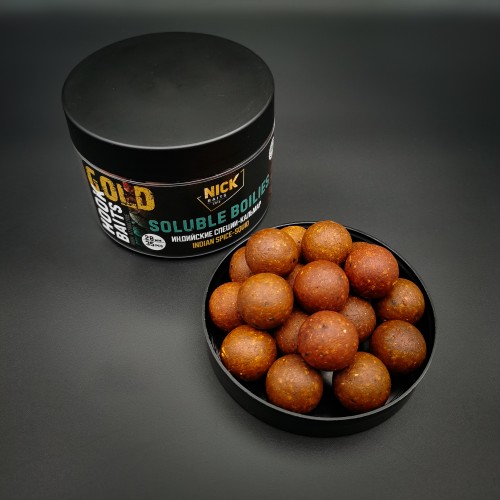 Бойлы насадочные пылящие NICK BAITS GOLD (Индийский специй-Кальмар/Indian Spice-Squid) 20мм