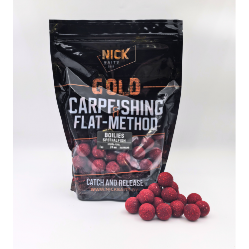 Бойлы прикормочные пылящие NICK BAITS GOLD (Криль/Krill) 24 мм 1 кг